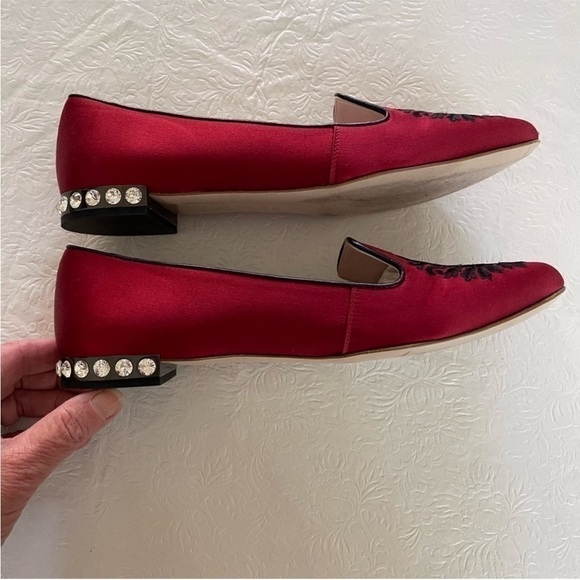 Miu Miu Satin Crystal Embellished Smoking Loafer - Picture 6 of 11